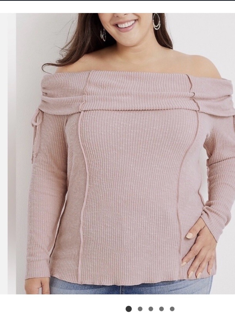 NWT Maurices Plus Size Exposed Seam Off The Shoulder Top Size 1X Mauve Pink